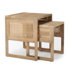 VILLA NESTING TABLES SET-2 CANE NATURAL