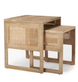 VILLA NESTING TABLES SET-2 CANE NATURAL