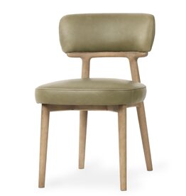 RENZO DINING CHAIR LEATHER SAGE