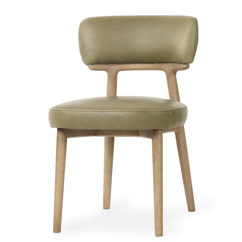 RENZO DINING CHAIR LEATHER SAGE