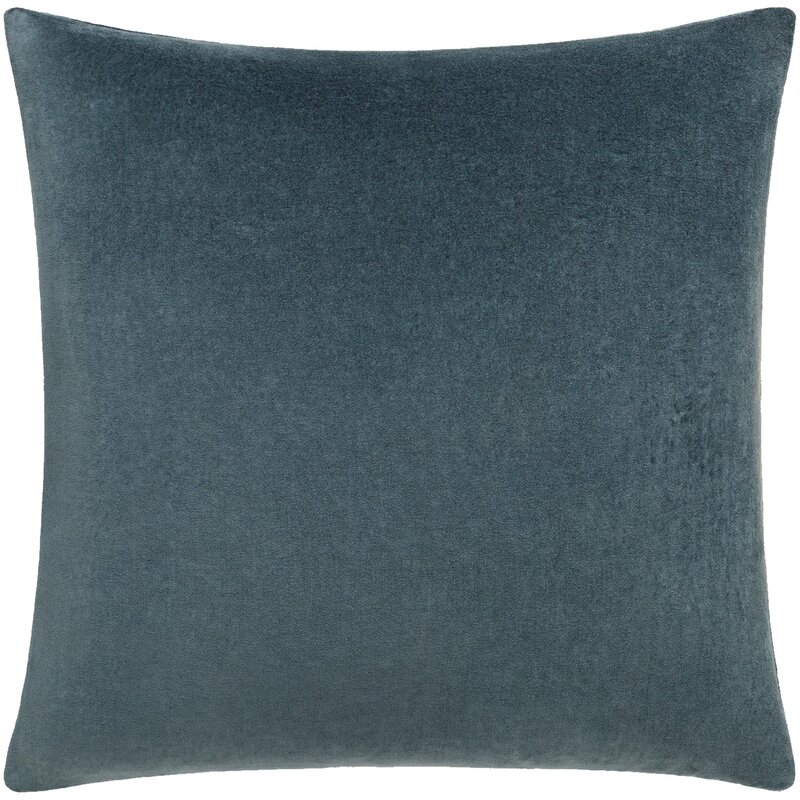 COTTON VELVET DOWN FILLED PILLOW 22" BLUE-GREY