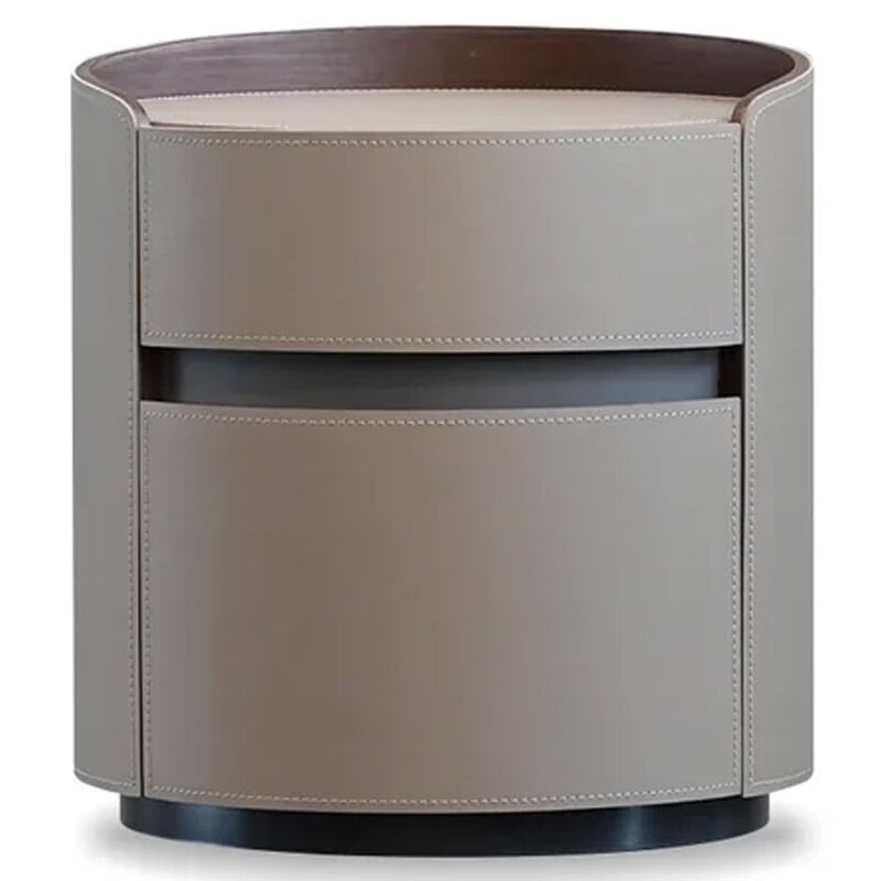 FOTO 2-DRAWER NIGHTSTAND LEATHER SAND