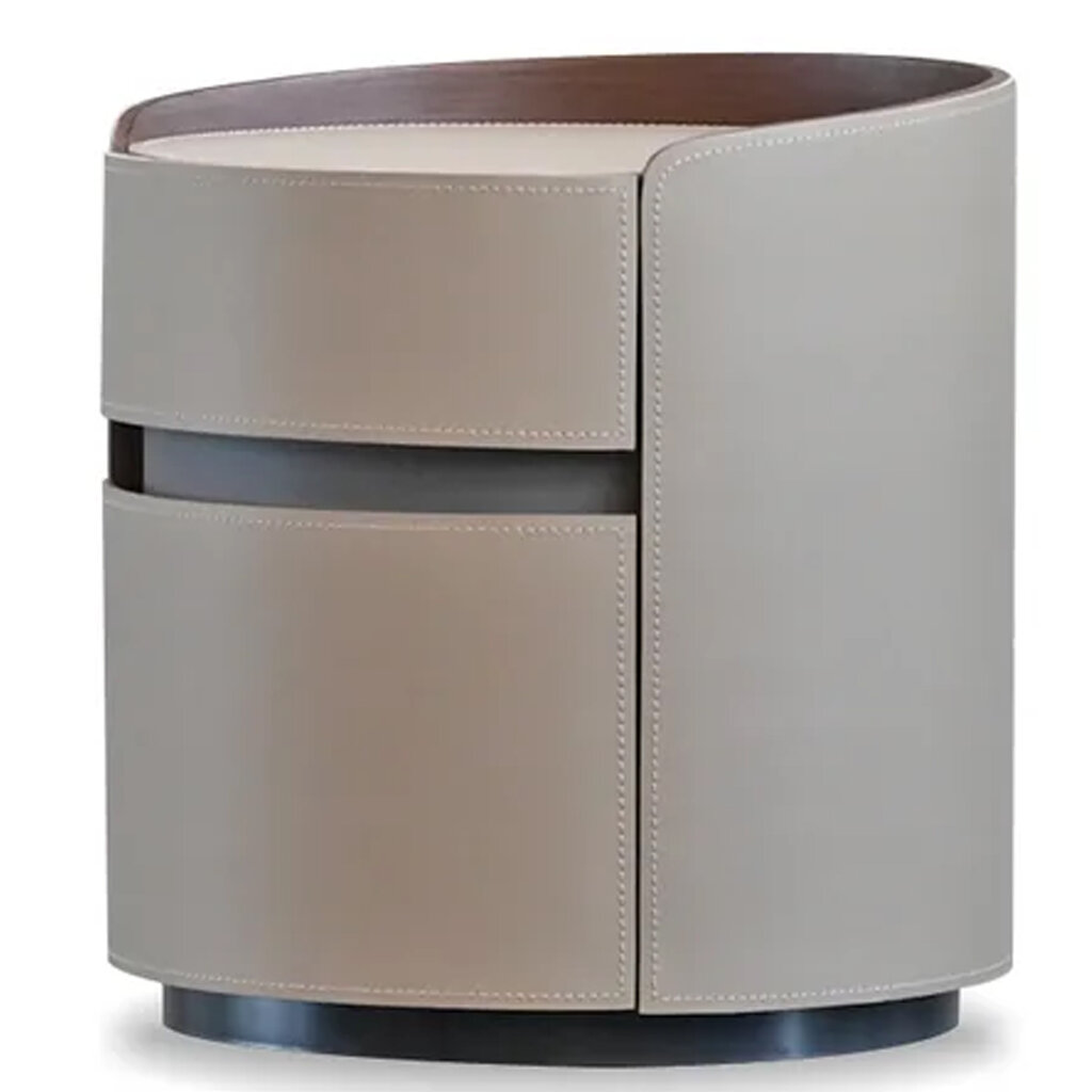 FOTO 2-DRAWER NIGHTSTAND LEATHER SAND