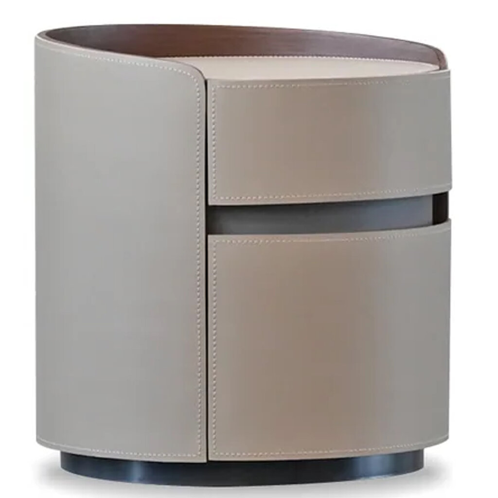 FOTO 2-DRAWER NIGHTSTAND LEATHER SAND