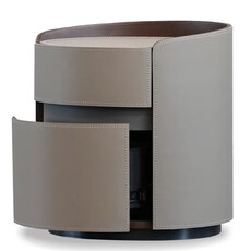 FOTO 2-DRAWER NIGHTSTAND LEATHER SAND