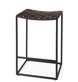 MIRREN COUNTERSTOOL BRAIDED LEATHER BROWN