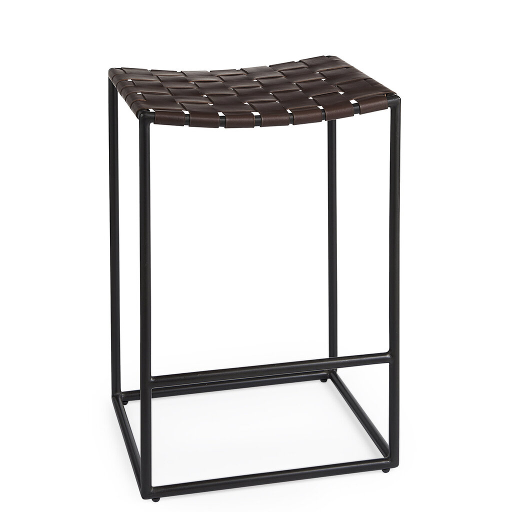 MIRREN COUNTER STOOL BRAIDED LEATHER BROWN