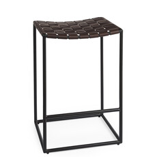 MIRREN COUNTER STOOL BRAIDED LEATHER BROWN