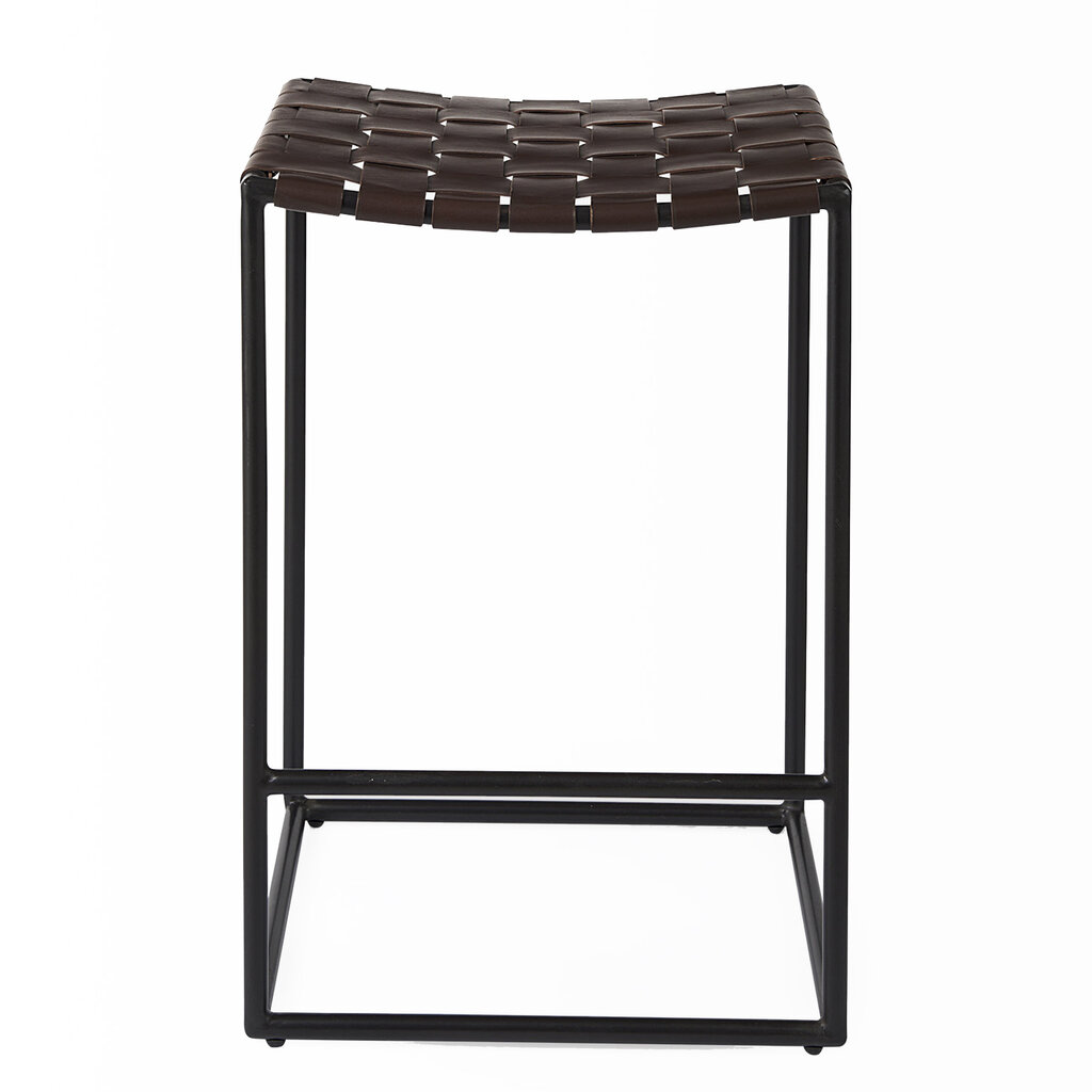 MIRREN COUNTER STOOL BRAIDED LEATHER BROWN