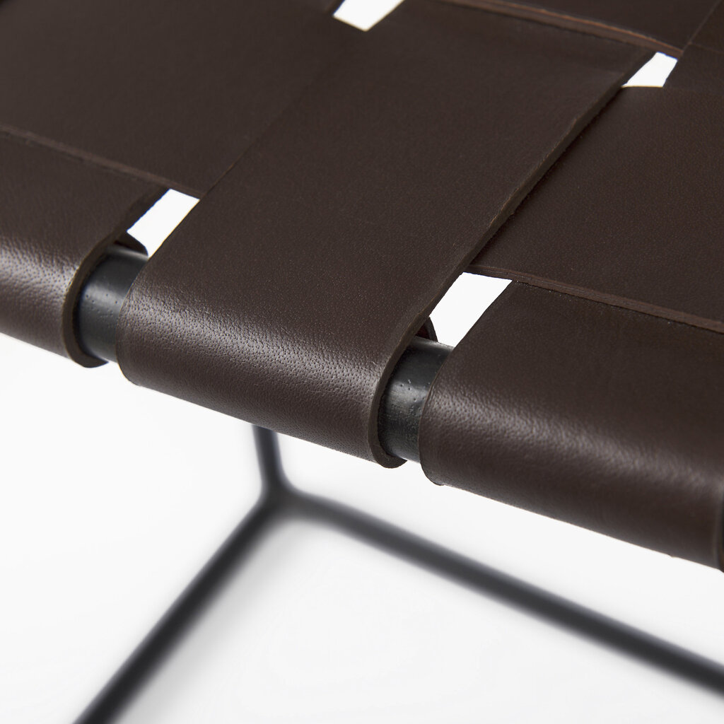 MIRREN COUNTER STOOL BRAIDED LEATHER BROWN
