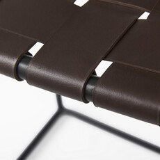 MIRREN COUNTER STOOL BRAIDED LEATHER BROWN