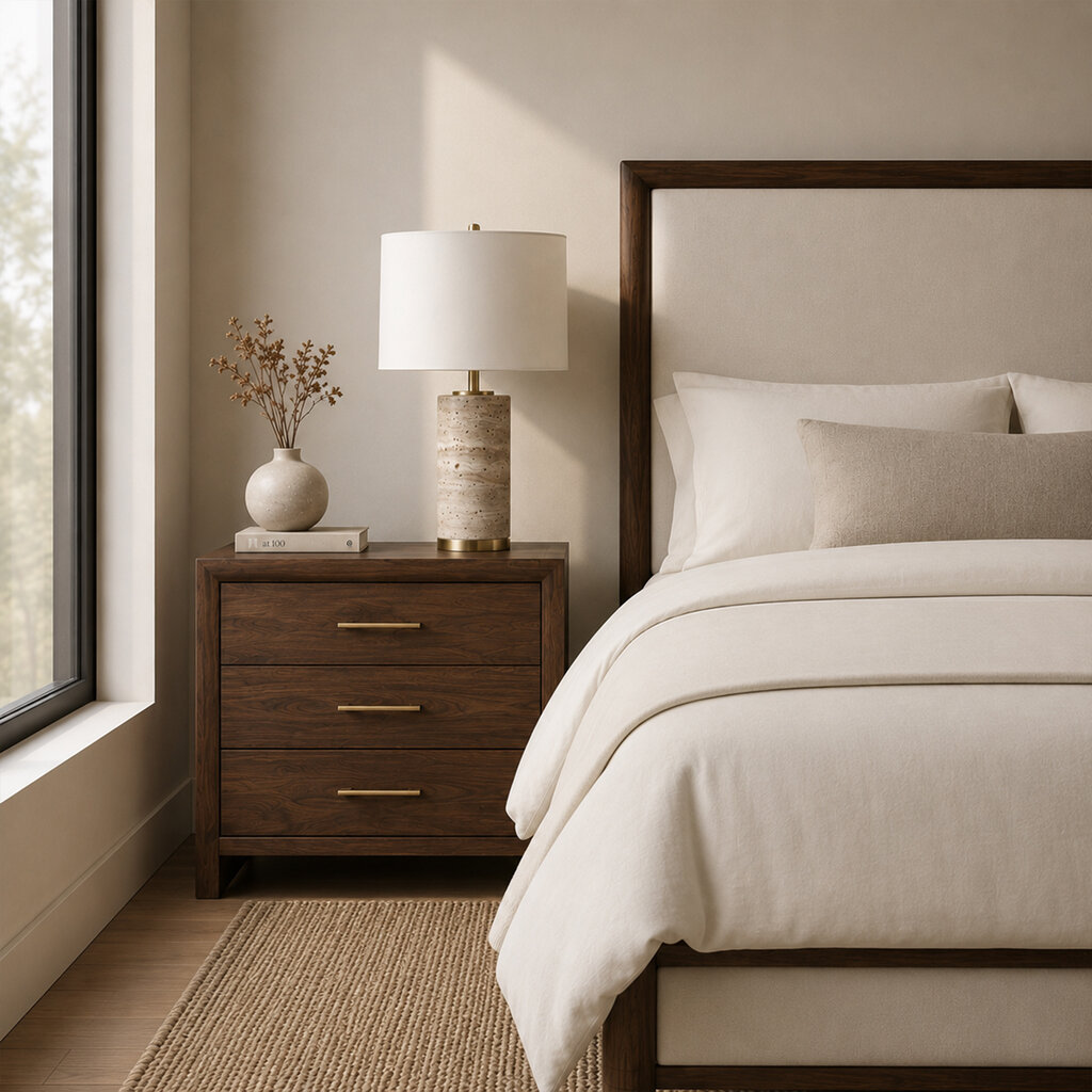 SOLAIRE 3-DRAWER NIGHTSTAND LARGE WALNUT 28.5"