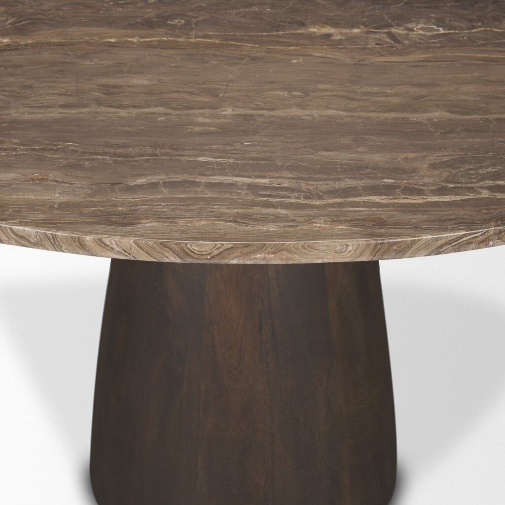 HUGO DINING TABLE ROUND 54" MARBLE DARK BROWN