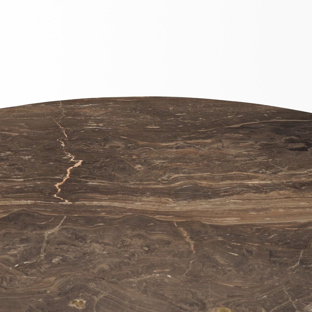 HUGO DINING TABLE ROUND 54" MARBLE DARK BROWN