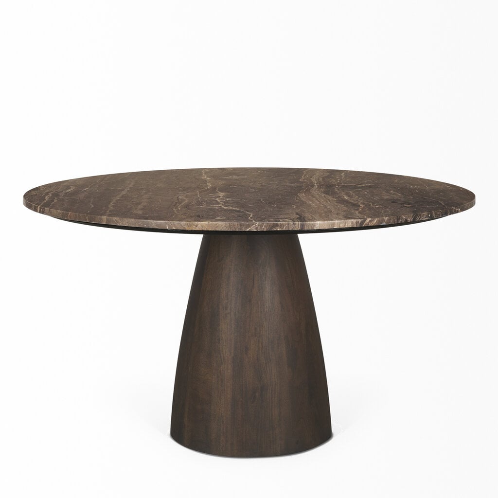 HUGO DINING TABLE ROUND 54" MARBLE DARK BROWN