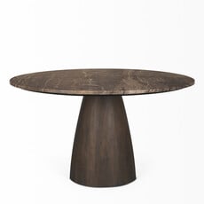 HUGO DINING TABLE ROUND 54" MARBLE DARK BROWN