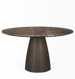 HUGO DINING TABLE ROUND 54" MARBLE DARK BROWN