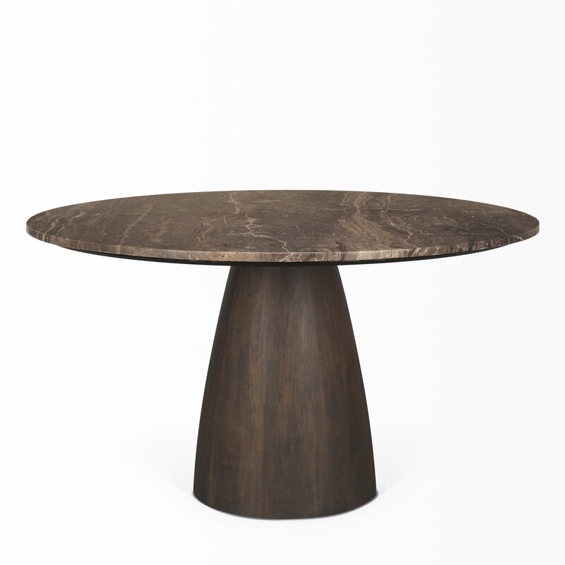 HUGO DINING TABLE ROUND 54" MARBLE DARK BROWN