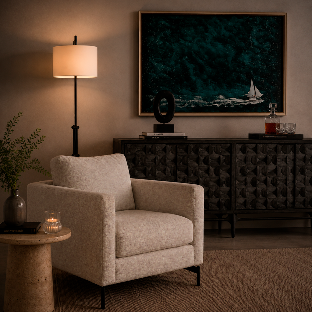 MAGELLAN ARM CHAIR OFF WHITE