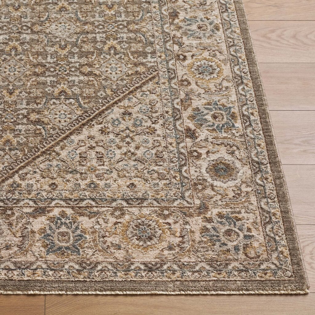 ARDEA CARPET MODERN TRADITIONS 6'7" X 9'6" BROWN BLUE GREY MUSTARD