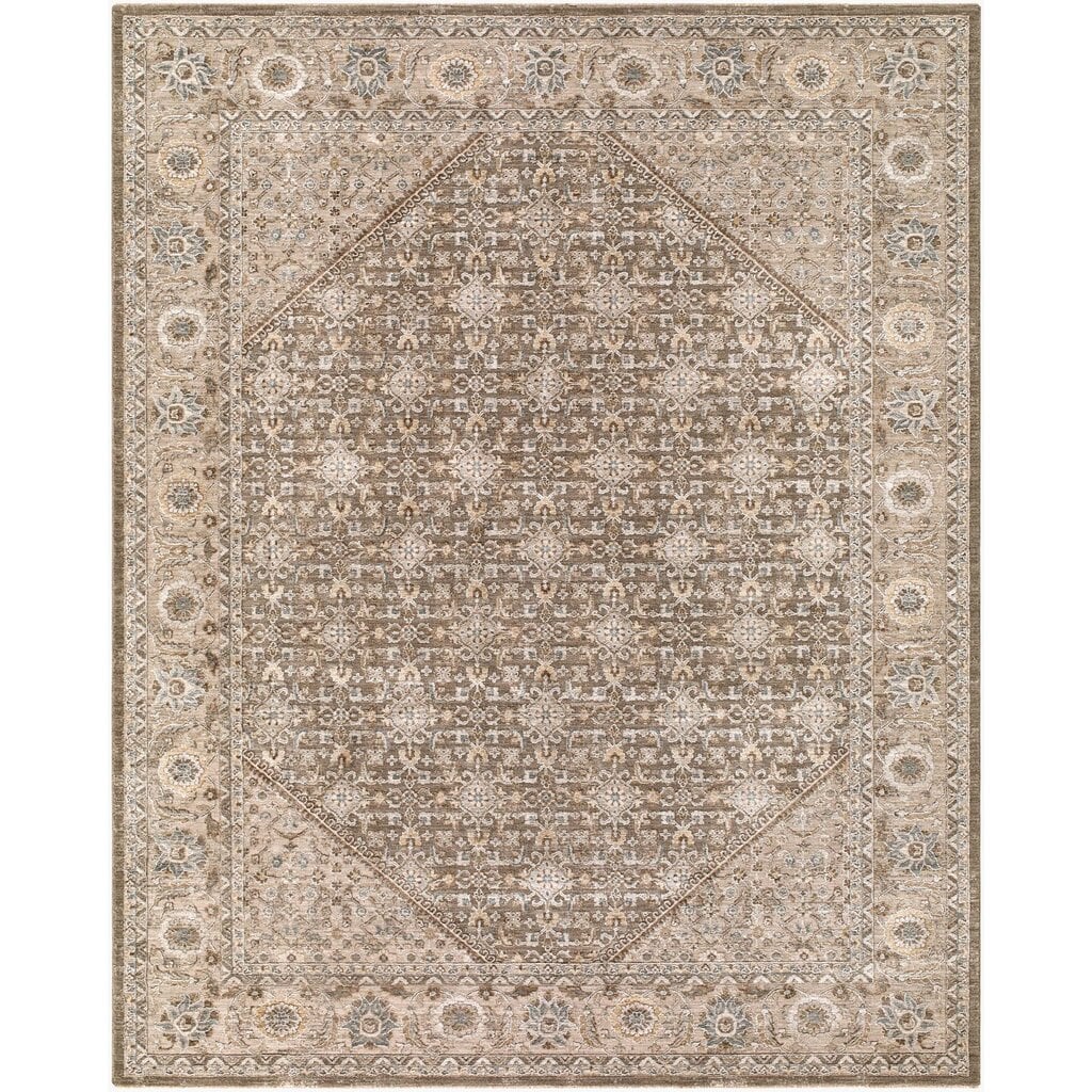 ARDEA CARPET MODERN TRADITIONS 6'7" X 9'6" BROWN BLUE GREY MUSTARD