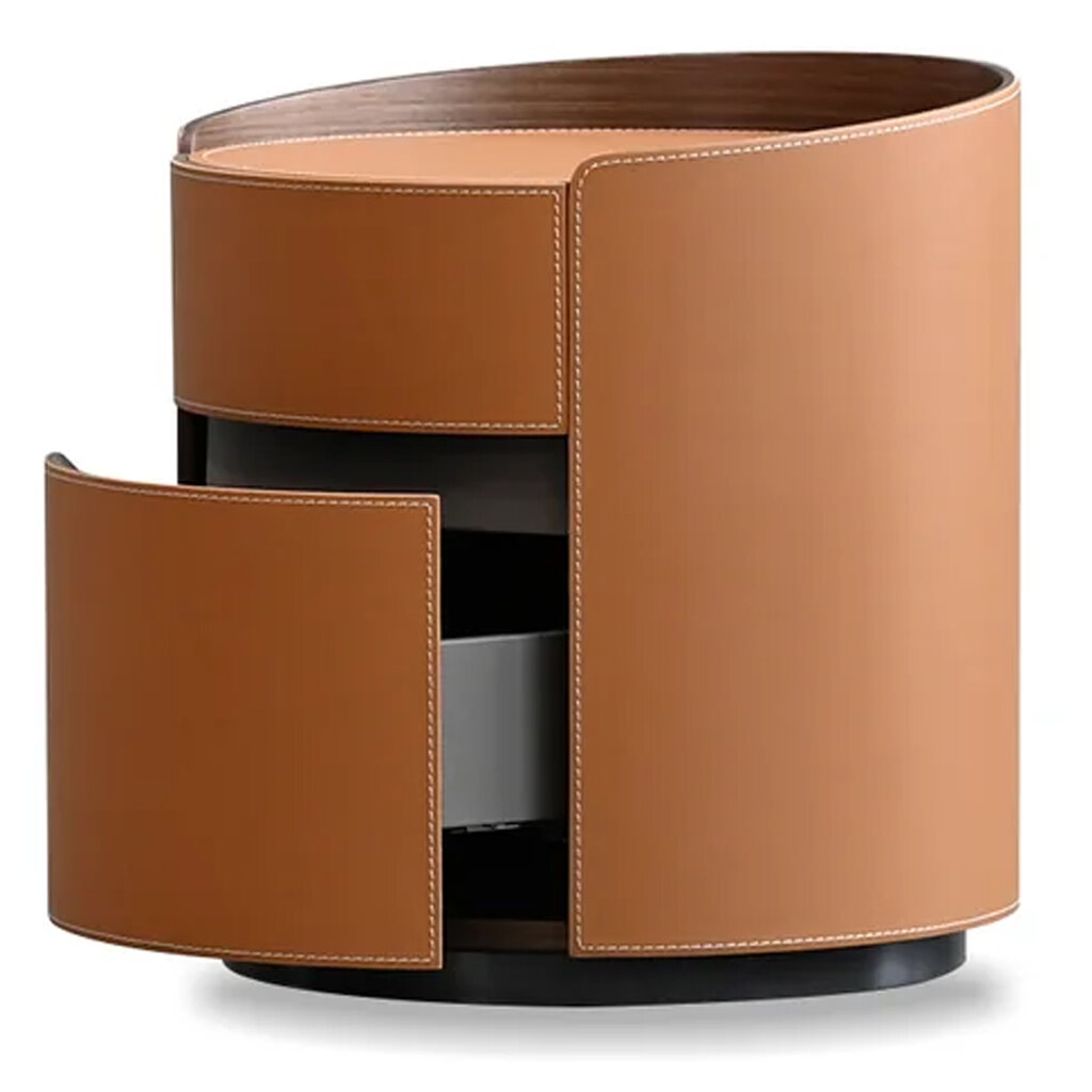 FOTO 2-DRAWER NIGHTSTAND LEATHER CARAMEL