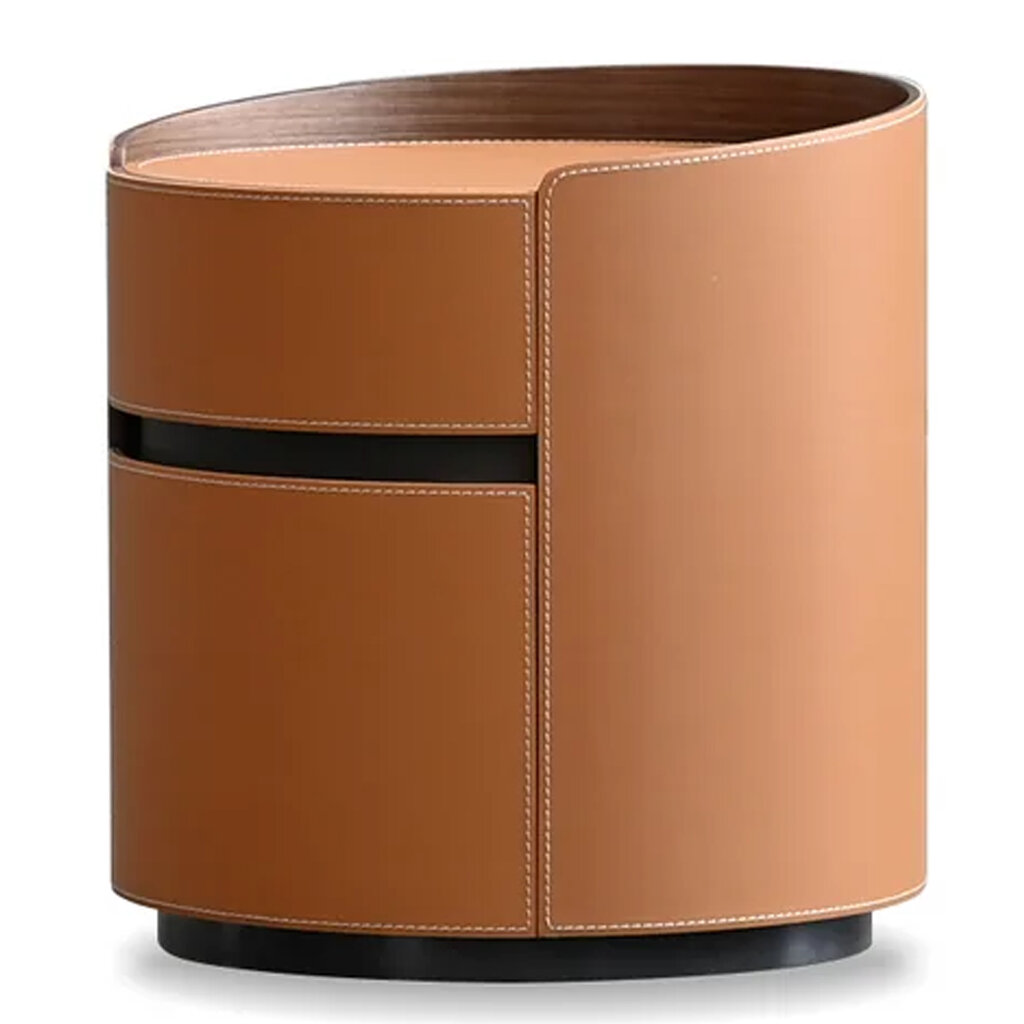 FOTO 2-DRAWER NIGHTSTAND LEATHER CARAMEL