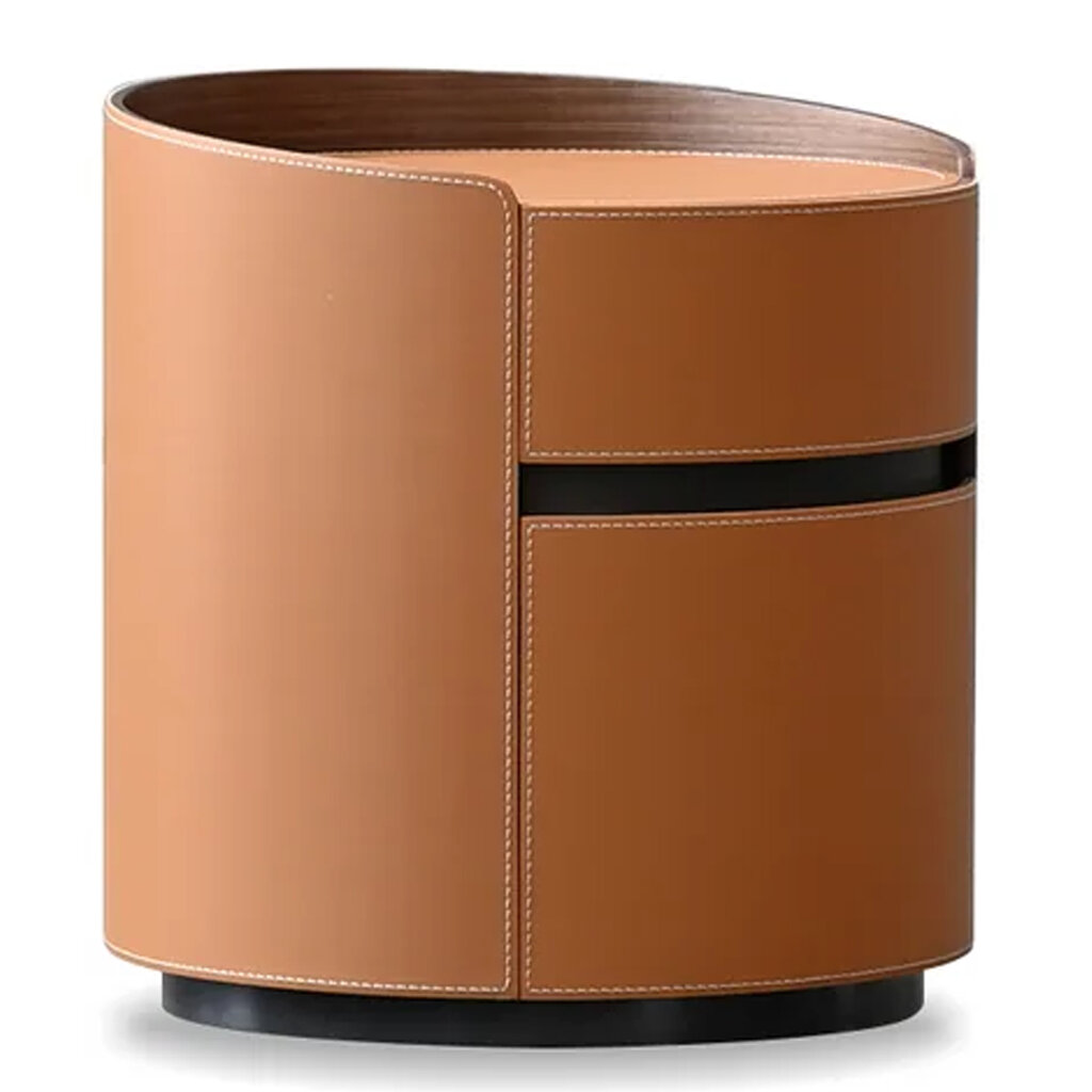 FOTO 2-DRAWER NIGHTSTAND LEATHER CARAMEL