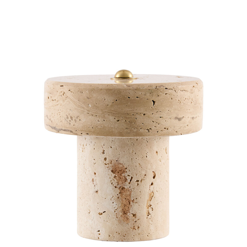 TESSARI ACCENT TABLE LAMP STONE TRAVERTINE 6"X6"
