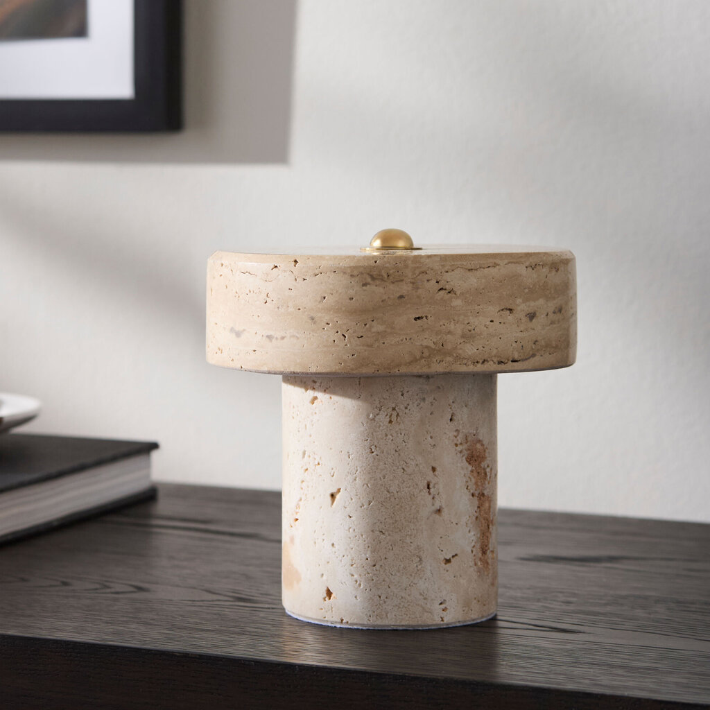 TESSARI ACCENT TABLE LAMP STONE TRAVERTINE 6"X6"