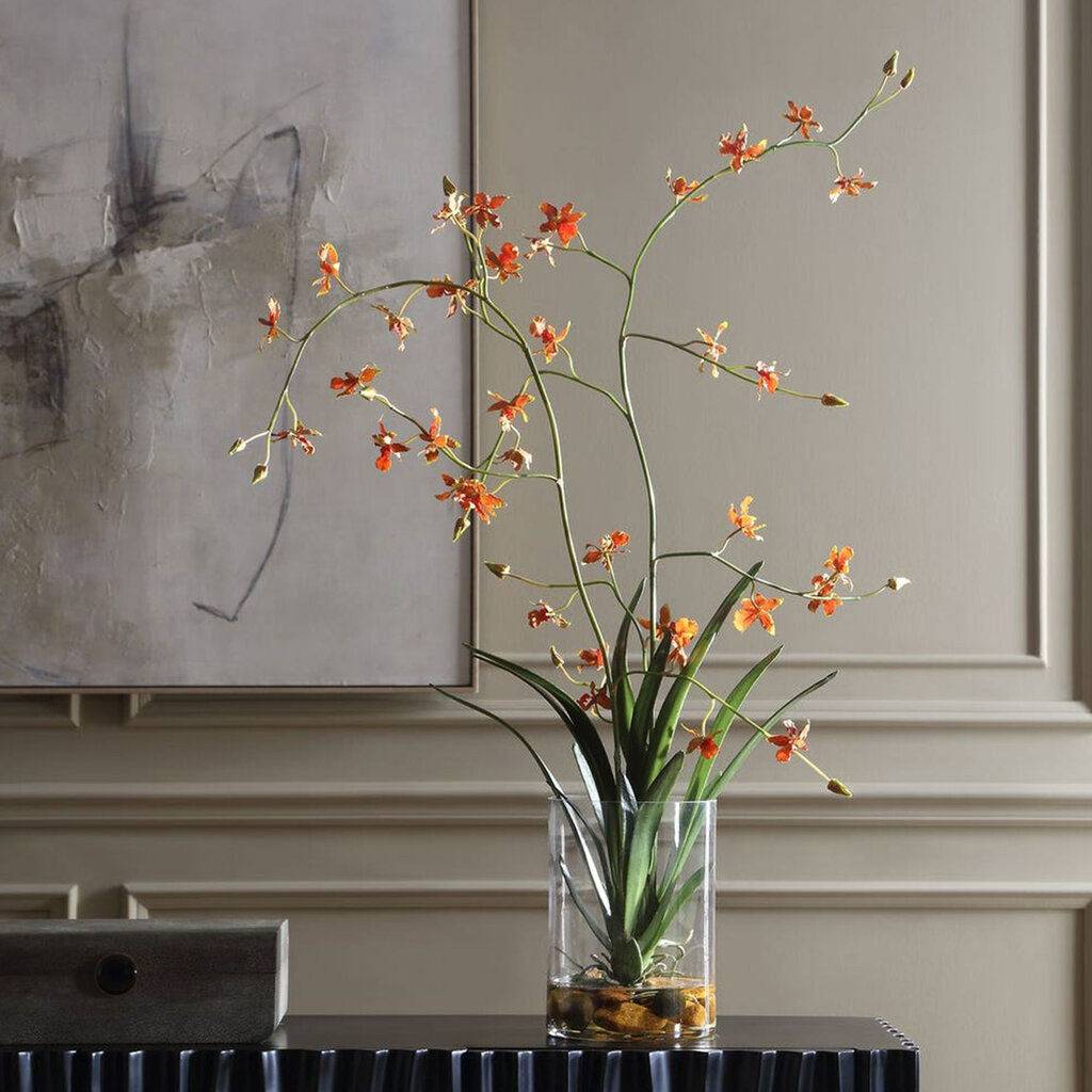 DANCING ORCHID FLOWERS IN GLASS
