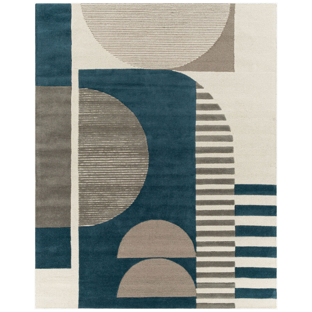 BRONXE ART DECO RUG CHARCOAL & TEAL
