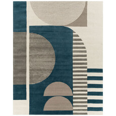 BRONXE ART DECO RUG CHARCOAL & TEAL