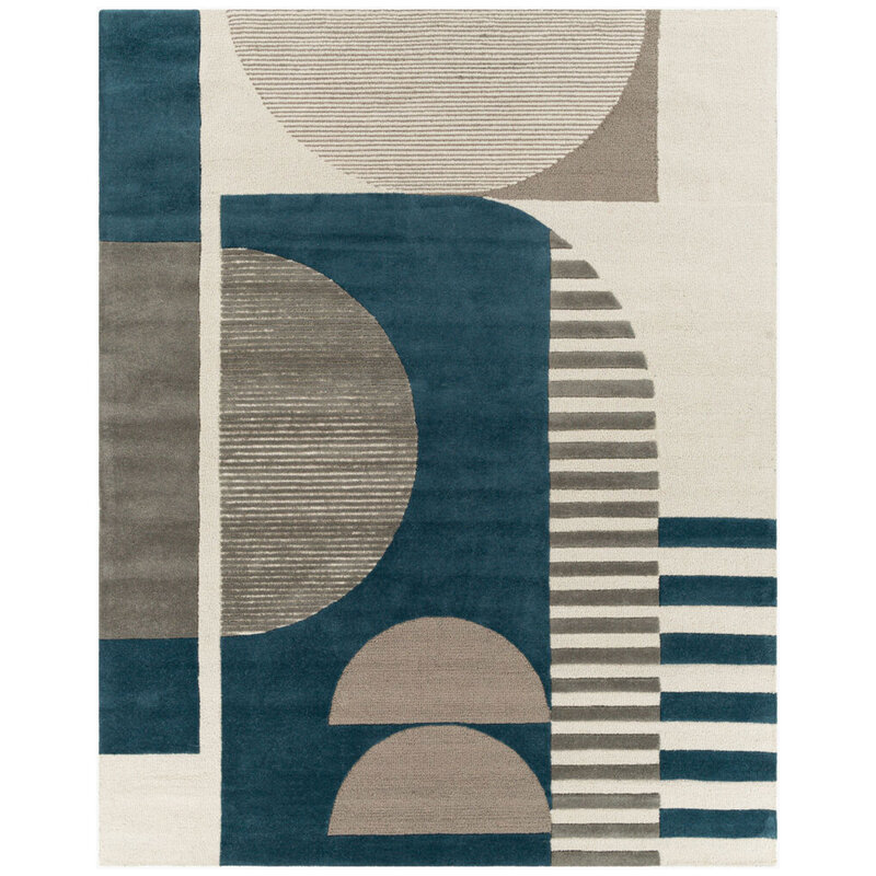 BRONXE ART DECO RUG CHARCOAL & TEAL