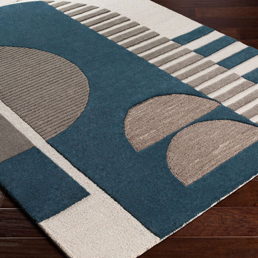 BRONXE ART DECO RUG CHARCOAL & TEAL