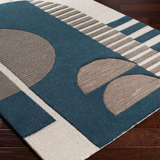BRONXE ART DECO RUG CHARCOAL & TEAL