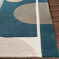 BRONXE ART DECO RUG CHARCOAL & TEAL