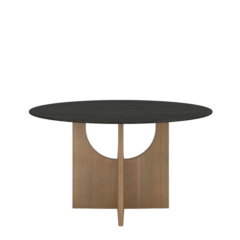 KOBE DINING TABLE OAK STONE TOP ROUND 54"