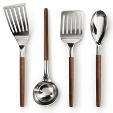 WALNUT + STEEL Walnut Wood Handle Utensil 4-Piece Set