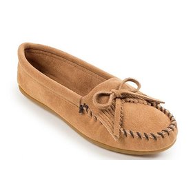 Minnetonka Minnetonka Women's Kilty Suede Moccasins Taupe