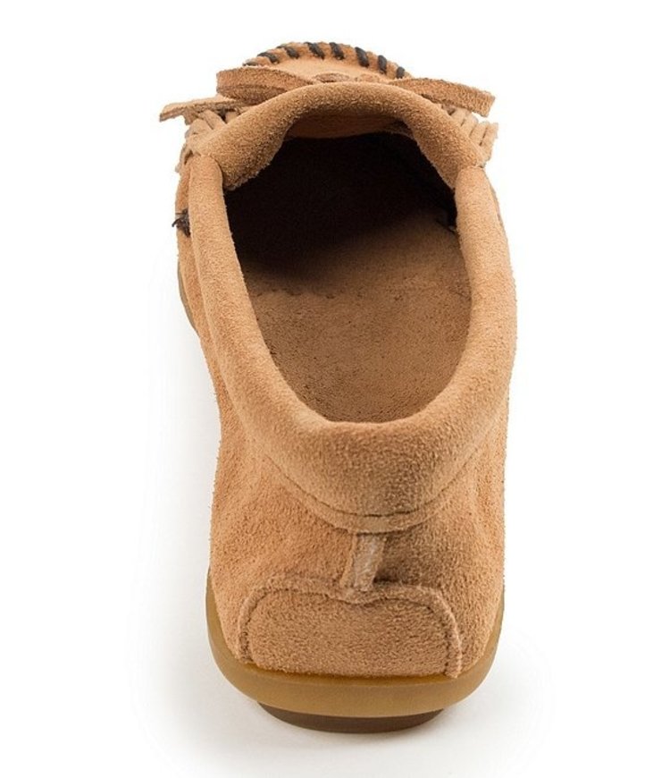 Minnetonka Minnetonka Women's Kilty Suede Moccasins Taupe