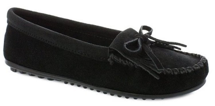 Minnetonka Minnetonka Women's Kilty Suede Moccasins Black