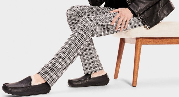 UGG UGG Men's Ascot Leather Black Slipper