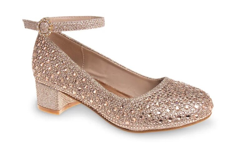 Badgley Mischka Badgley Mischka Girl’s Glitter Pump Rose Gold