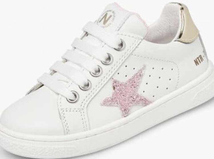 Naturino Naturino Girl's Pin Zip White Pink Sneaker