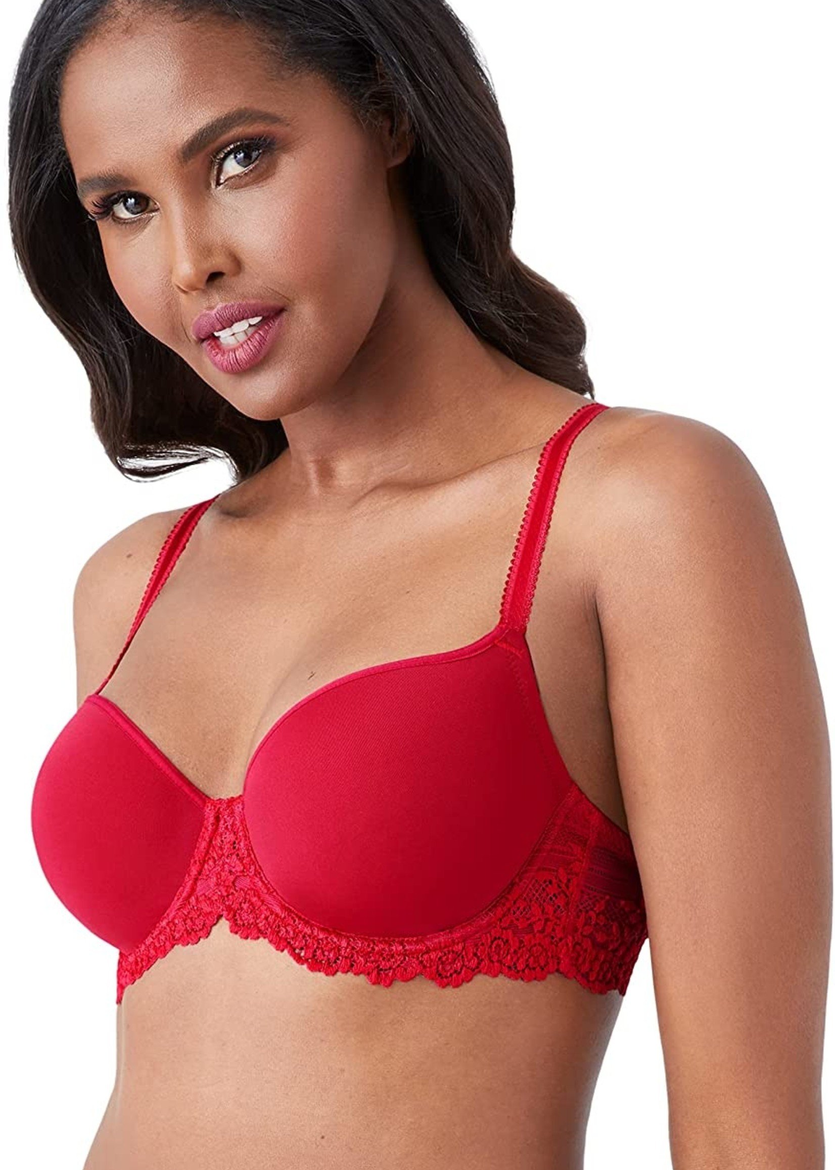 Modern Movement 34C Red & Gray Lace Smooth Contour Cup Underwire T-Shirt Bra