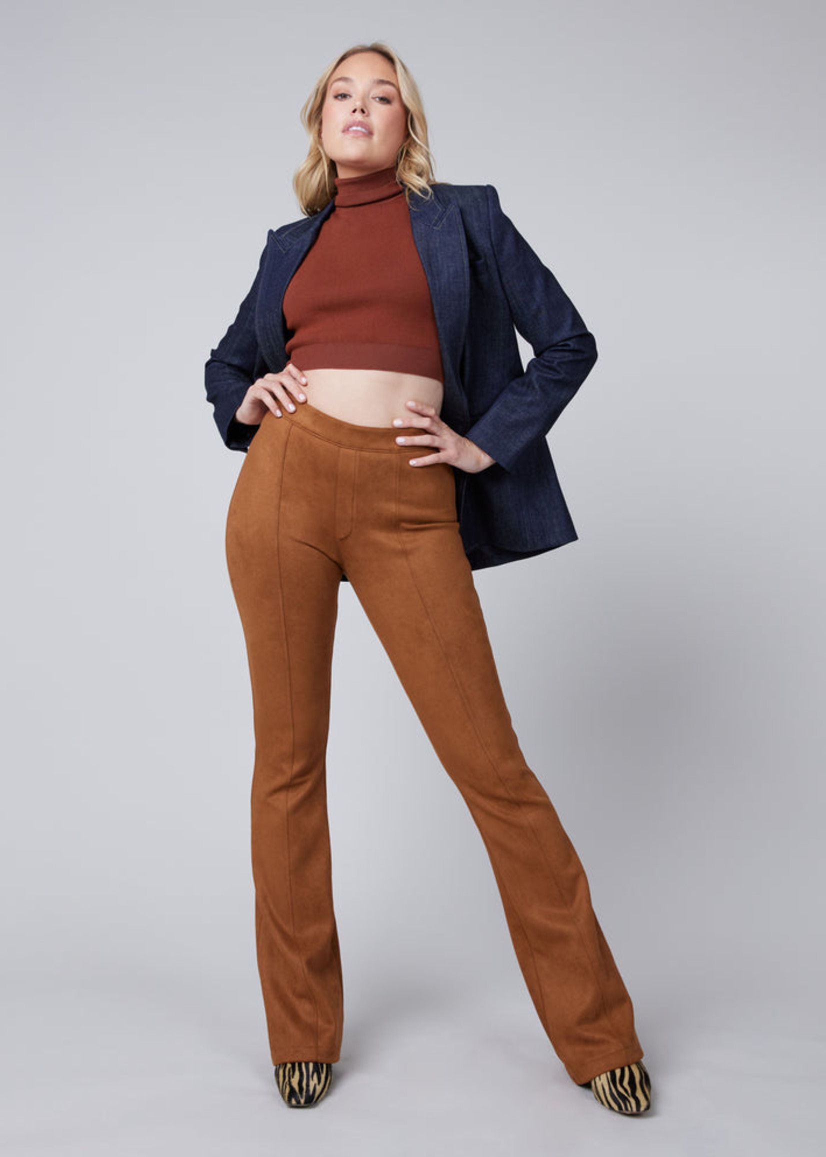 High-rise suede flared pants