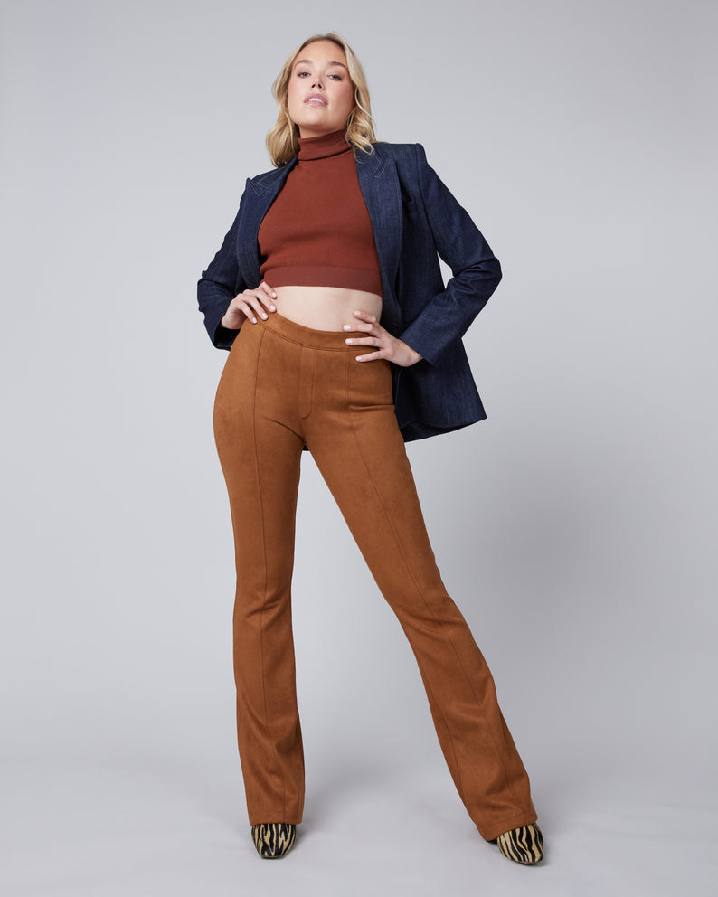 Faux Suede Flare Pant