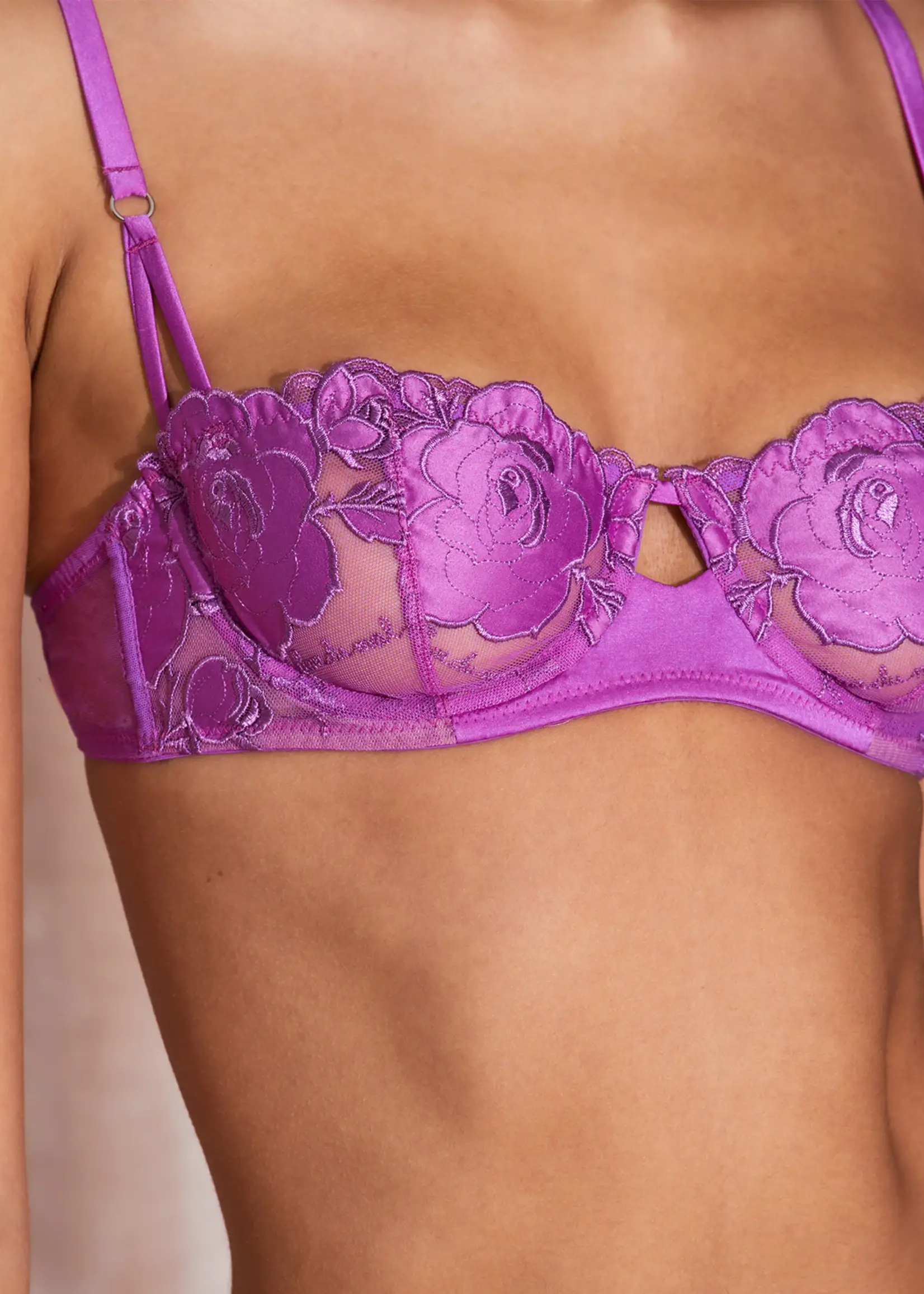 fleur du mal Rose Logo Embroidery Balconette Bra