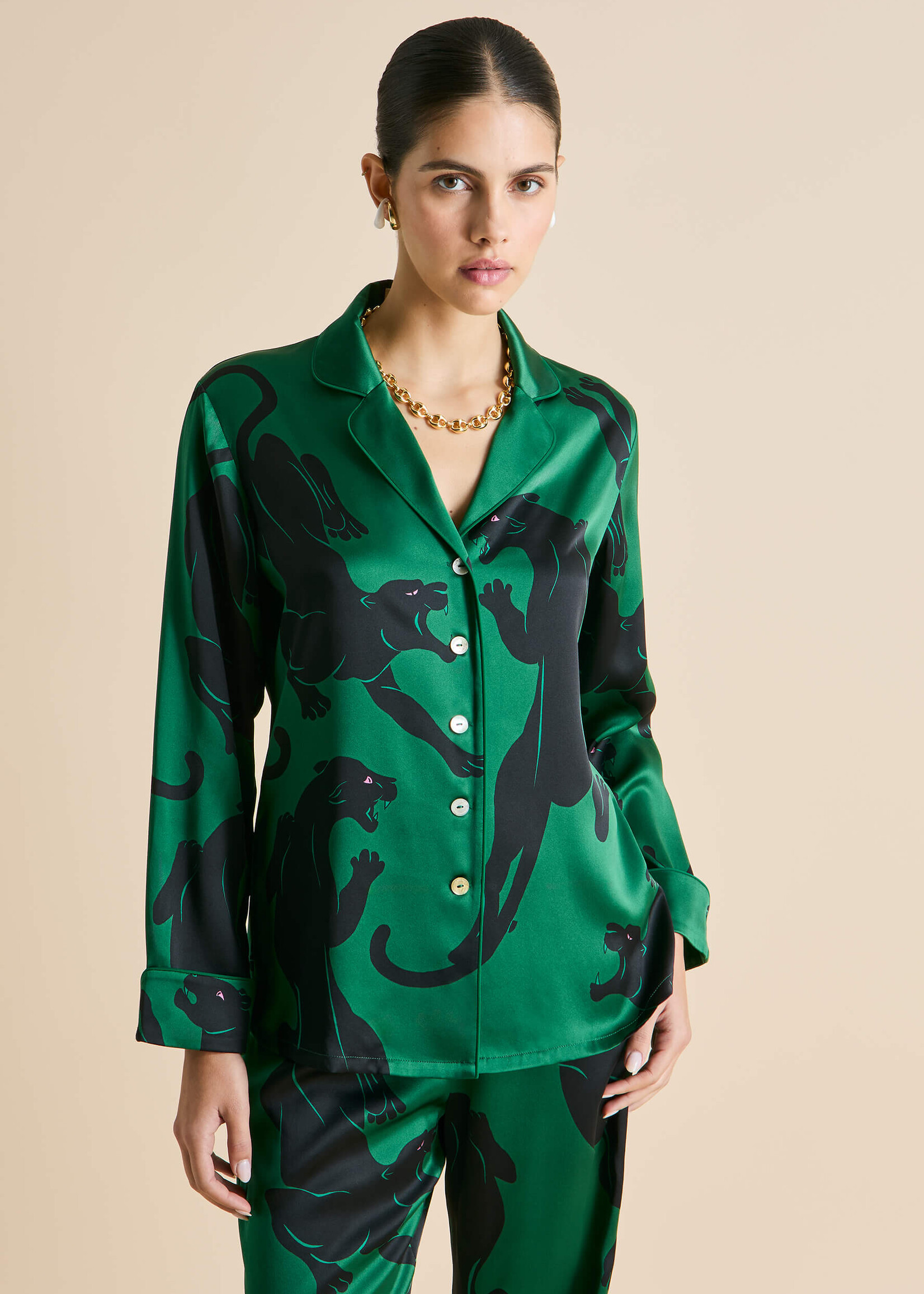Lila Poiret Green Panther Pajamas
